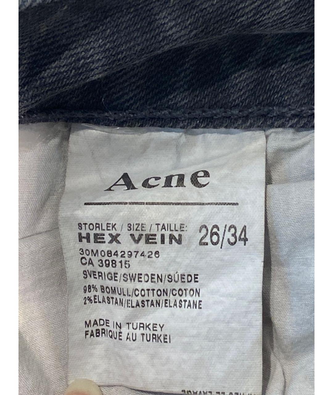 ACNE STUDIOS Серые хлопко-эластановые джинсы слим, фото 8