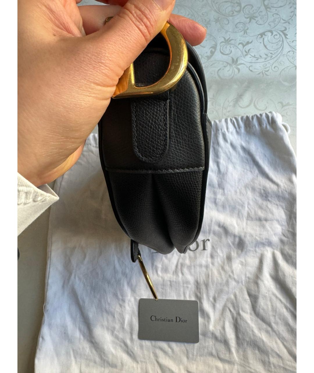 CHRISTIAN DIOR Черная кожаная сумка с короткими ручками, фото 4