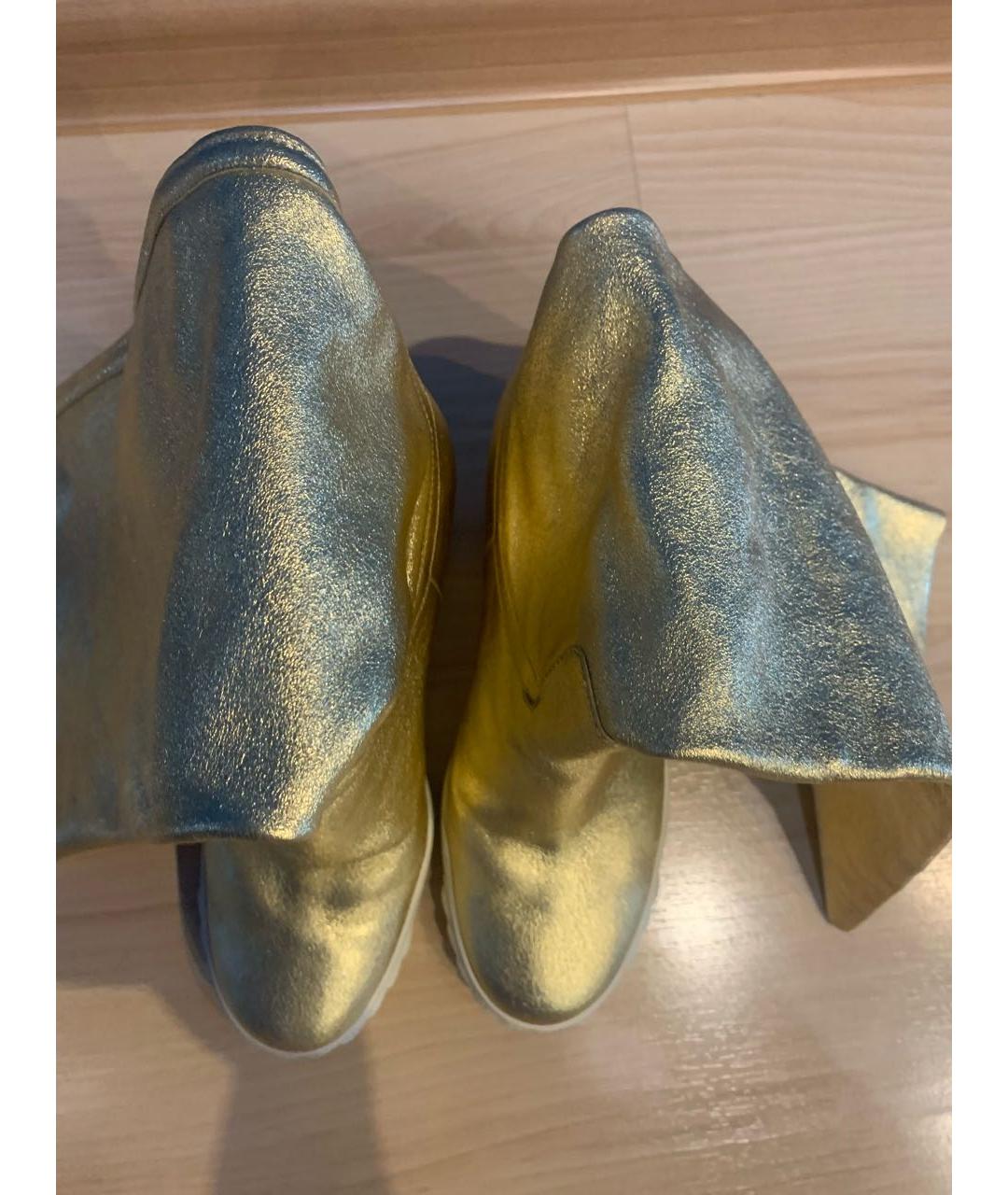 CASADEI Золотые кожаные сапоги, фото 3