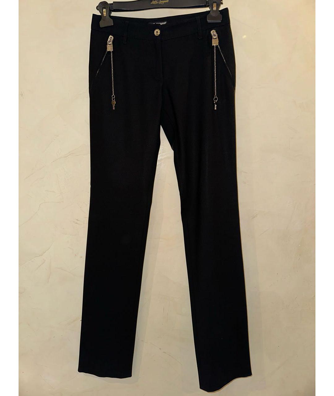 DOLCE&GABBANA Черные шерстяные прямые брюки, фото 9