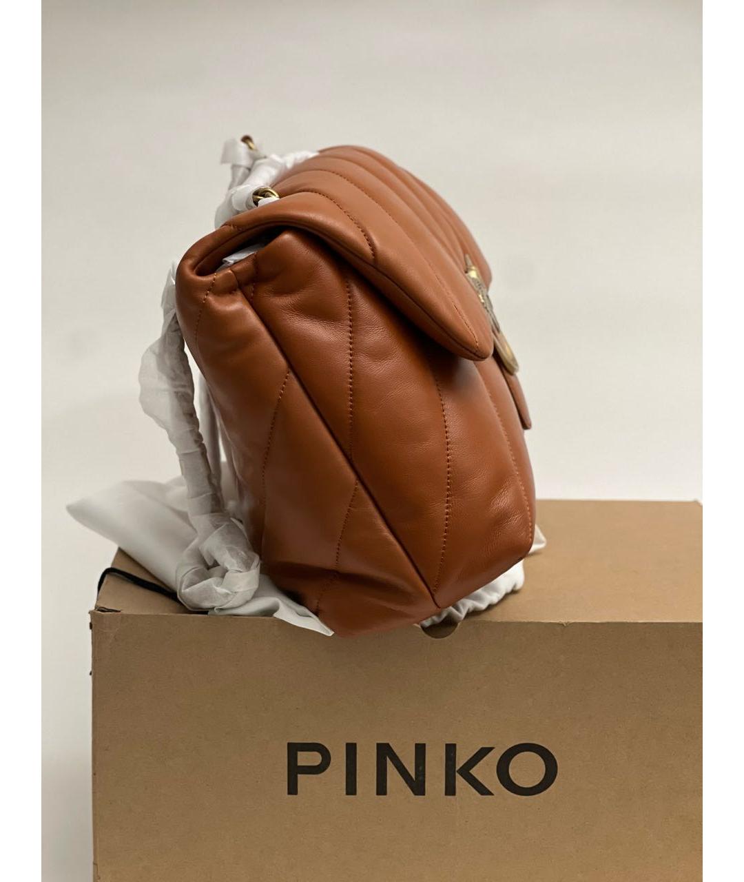 PINKO Коричневая кожаная сумка через плечо, фото 2