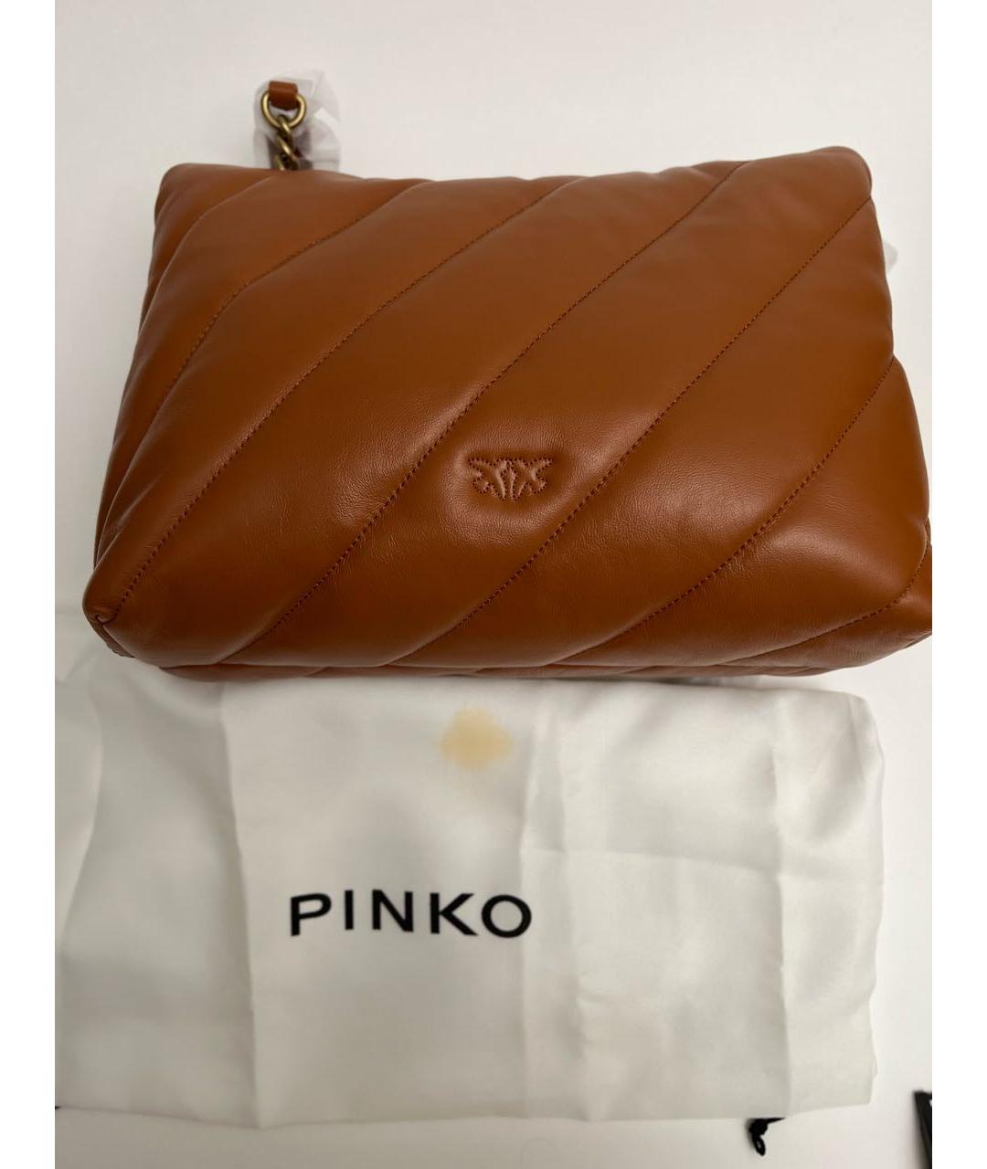 PINKO Коричневая кожаная сумка через плечо, фото 6