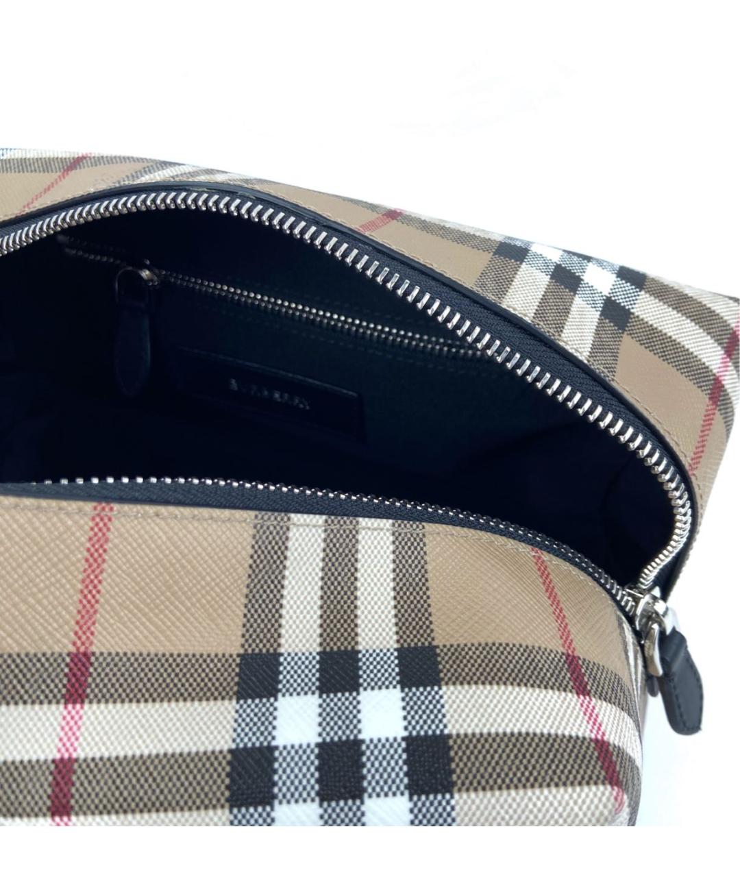 BURBERRY Бежевая кожаная косметичка, фото 5