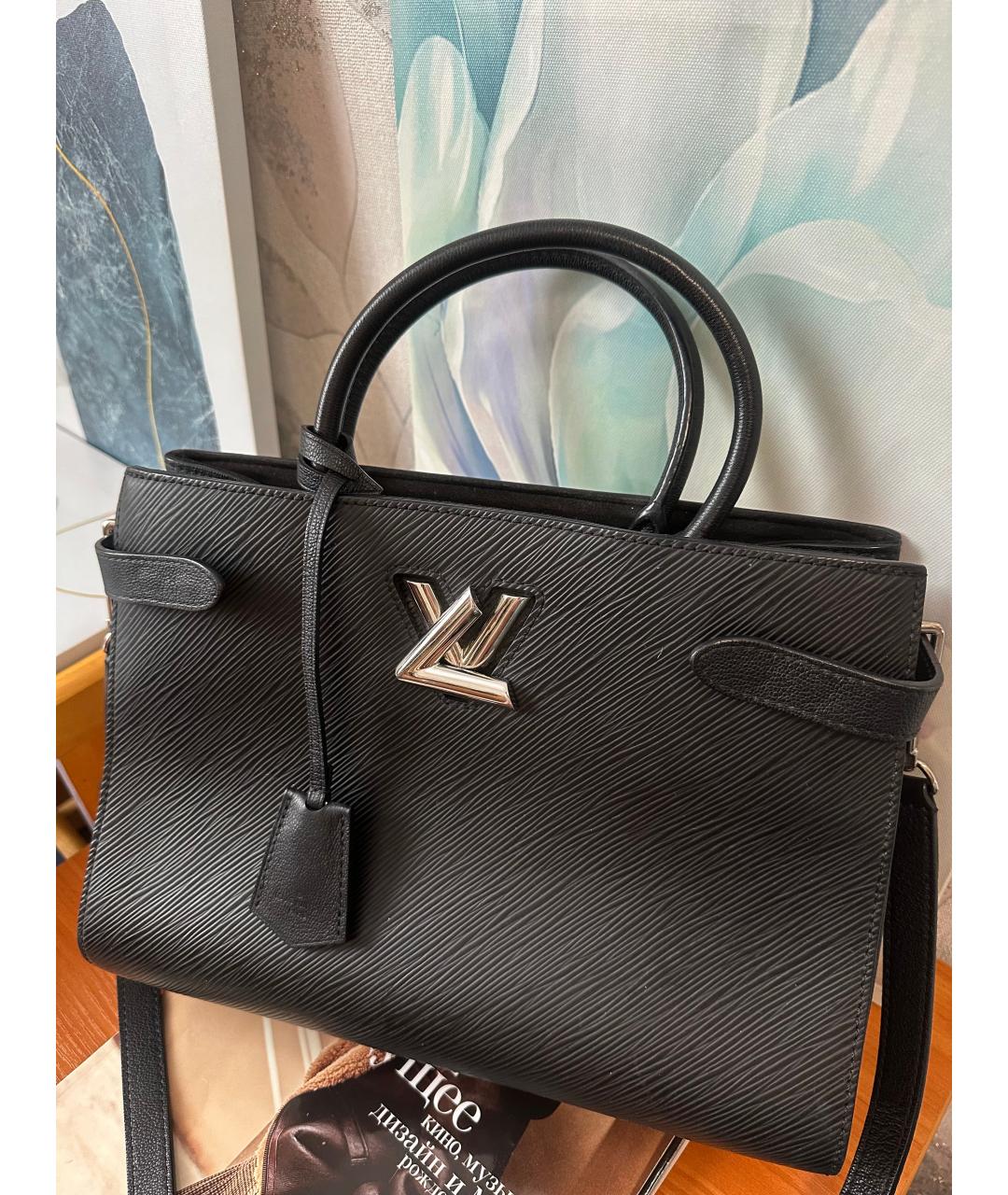 LOUIS VUITTON Черная кожаная сумка с короткими ручками, фото 6