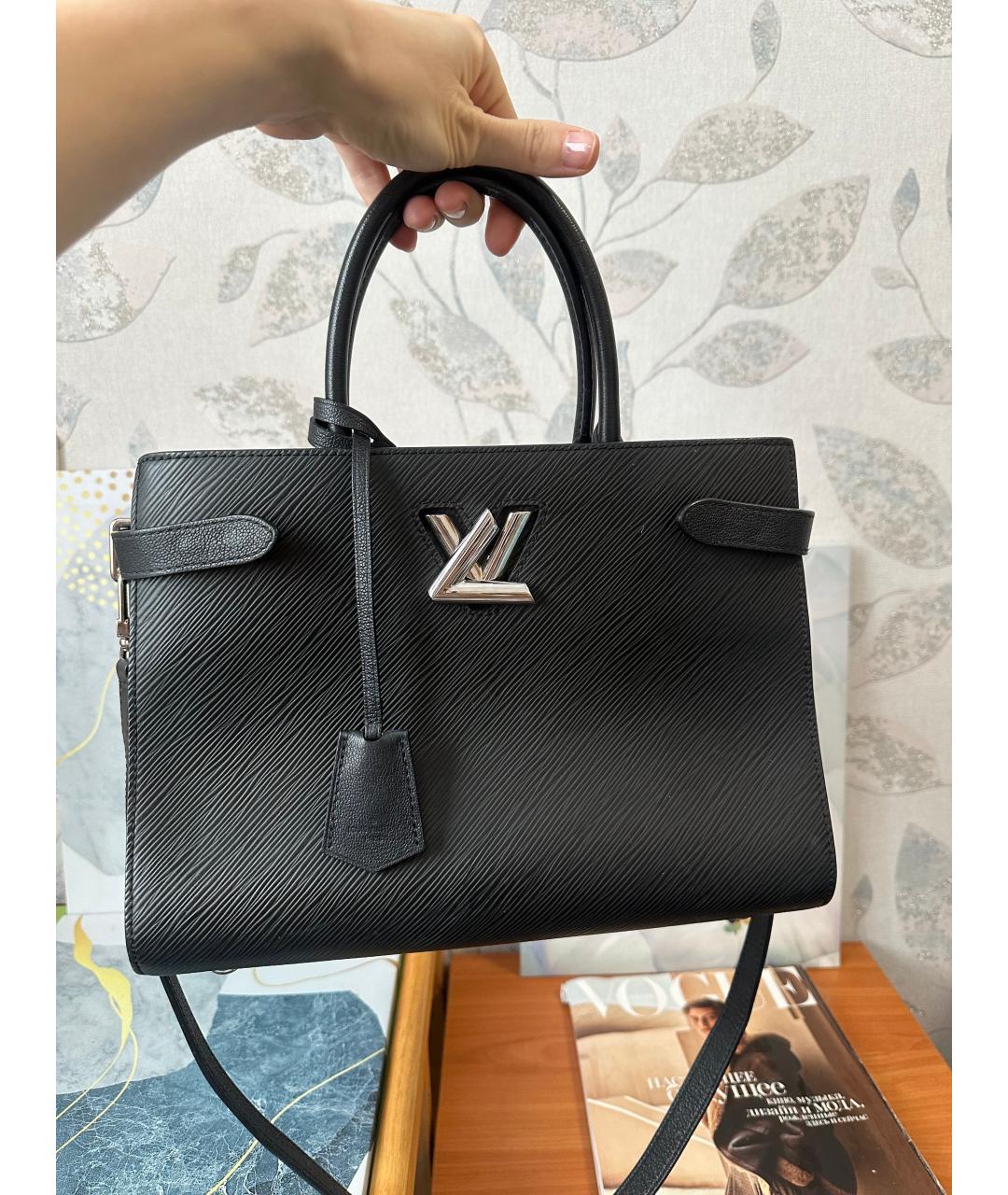 LOUIS VUITTON Черная кожаная сумка с короткими ручками, фото 5