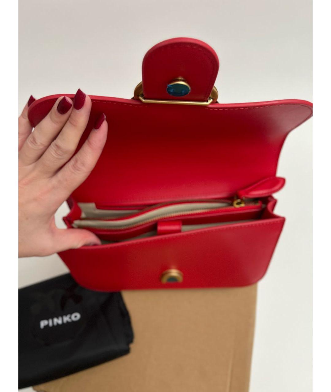 PINKO Красная кожаная сумка через плечо, фото 4
