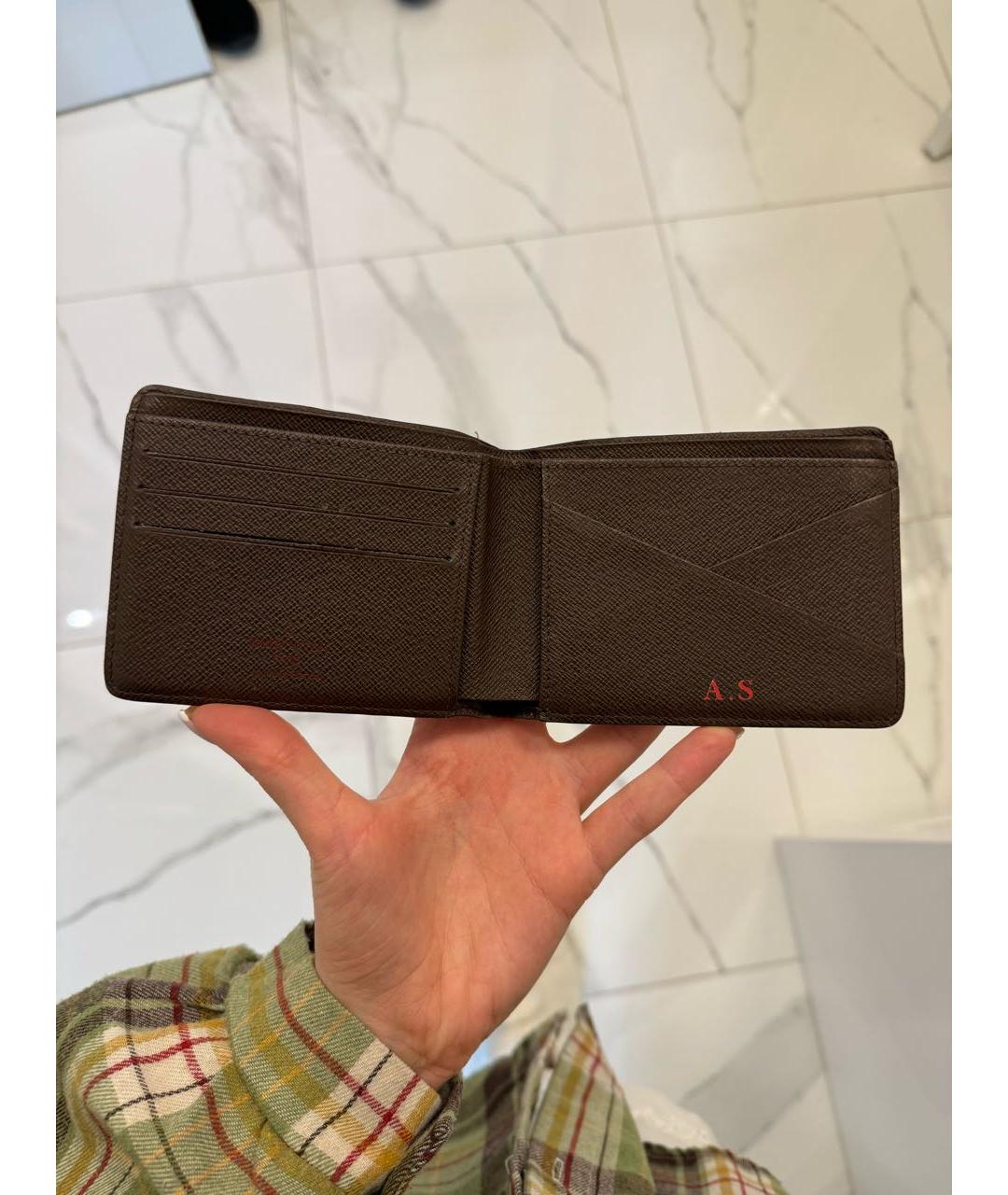 LOUIS VUITTON Коричневый кожаный кошелек, фото 4
