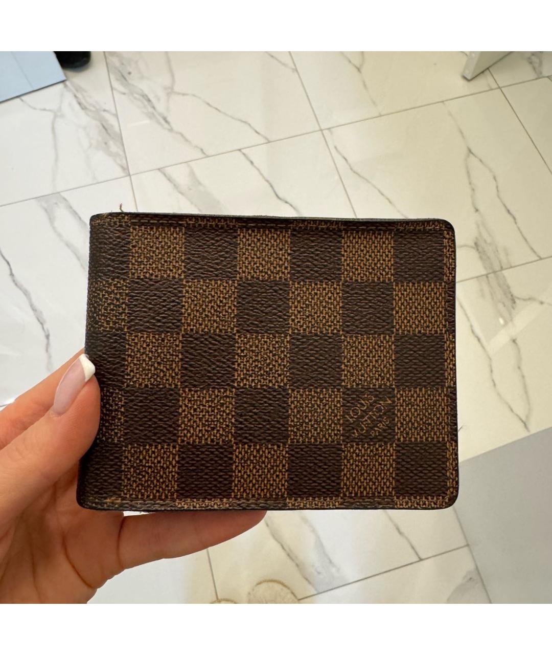 LOUIS VUITTON Коричневый кожаный кошелек, фото 2