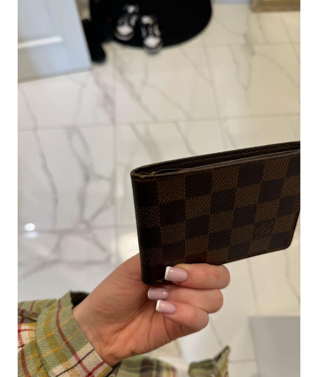 LOUIS VUITTON Коричневый кожаный кошелек, фото 3