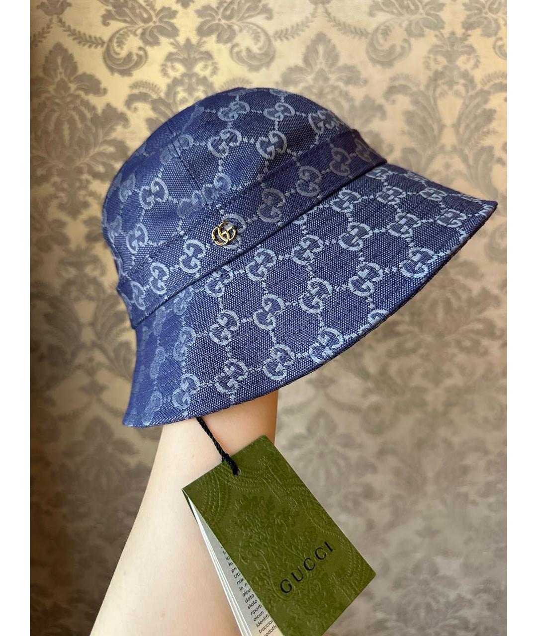 GUCCI Темно-синяя хлопковая панама, фото 5