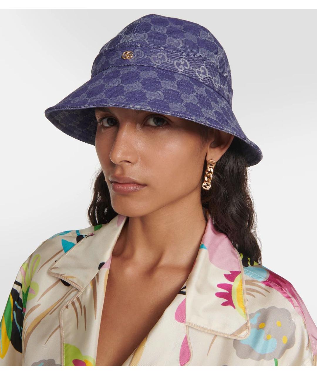 GUCCI Темно-синяя хлопковая панама, фото 3