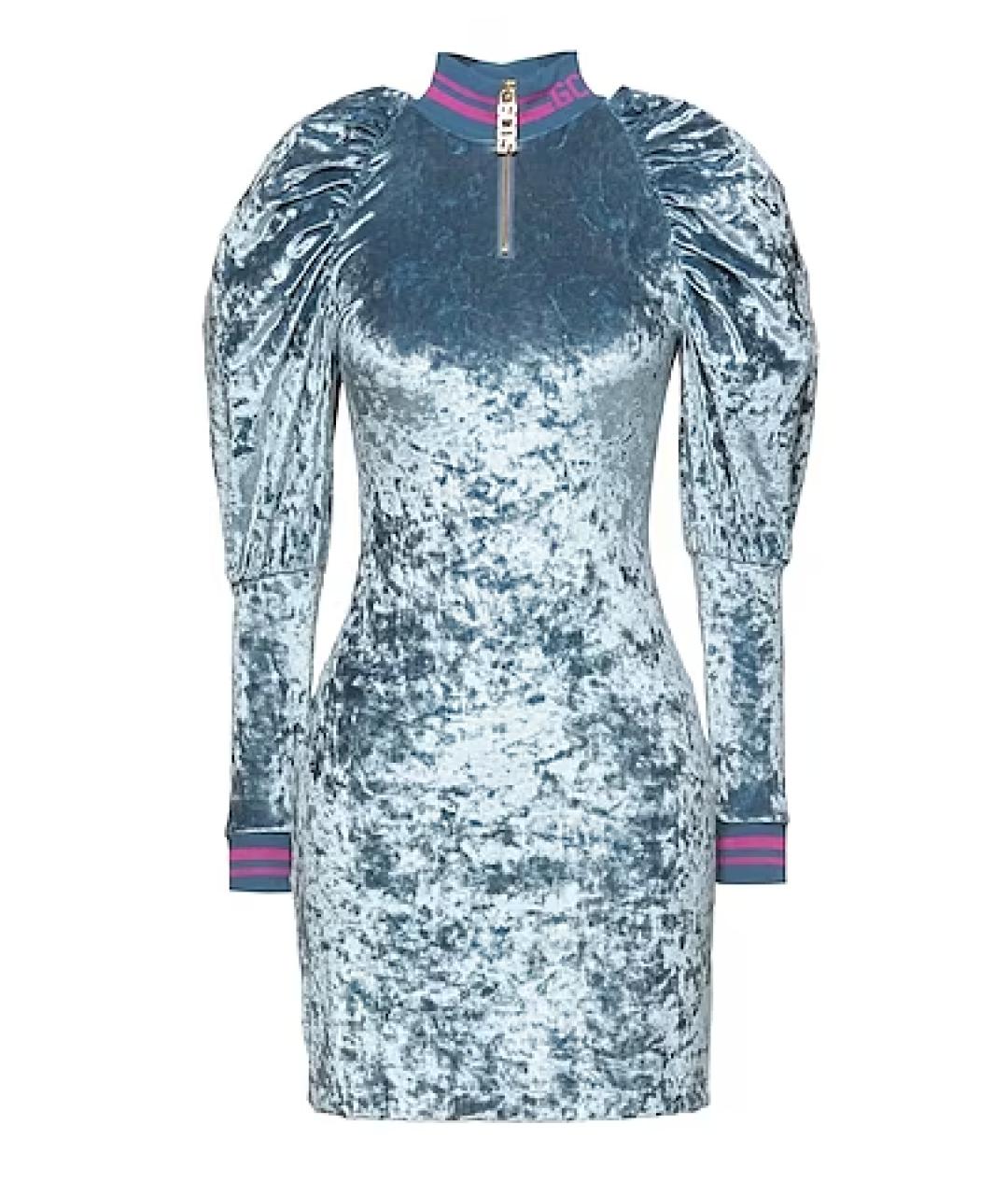 GCDS Голубое полиэстеровое коктейльное платье, фото 1