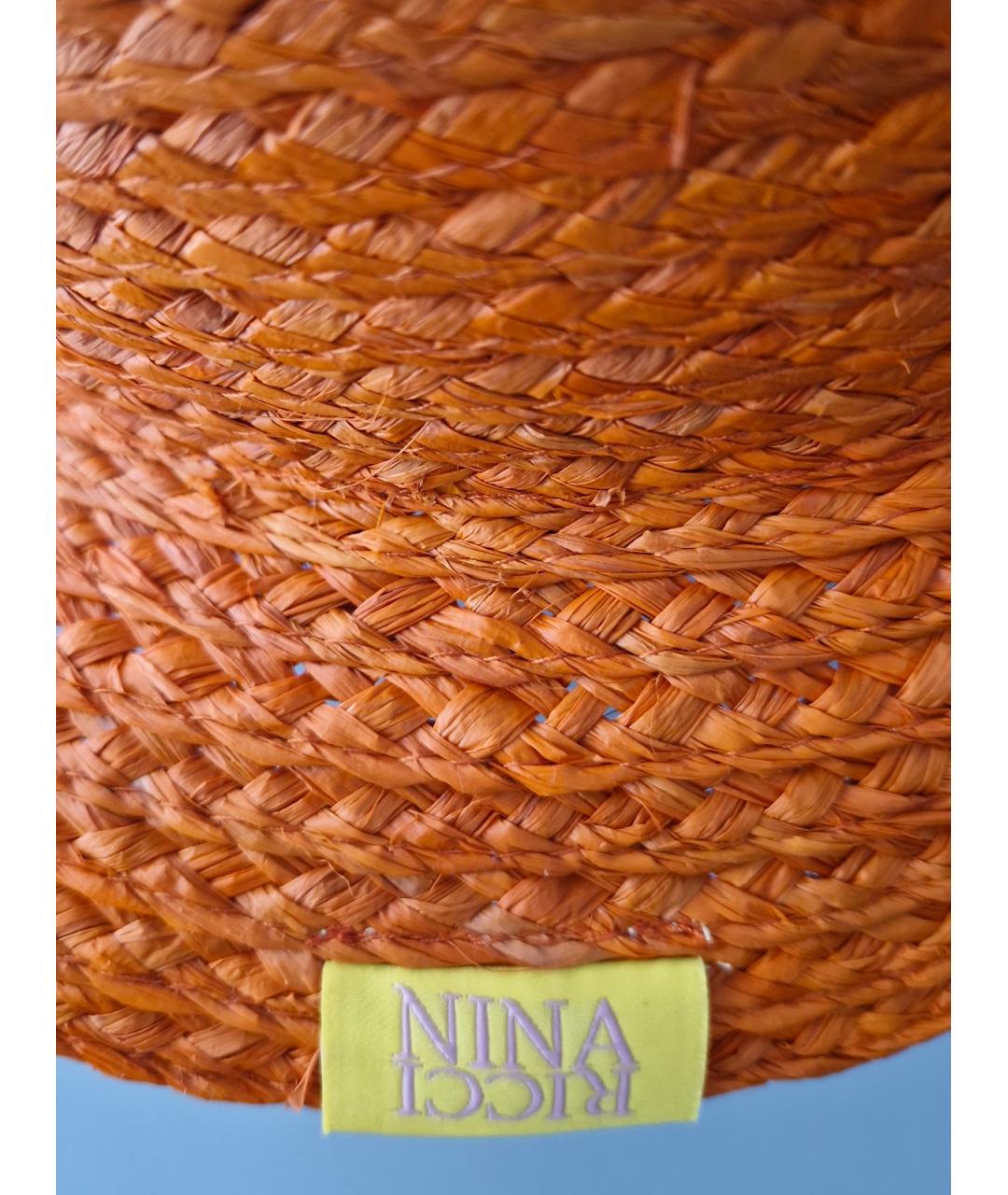 NINA RICCI Оранжевая соломенная панама, фото 5