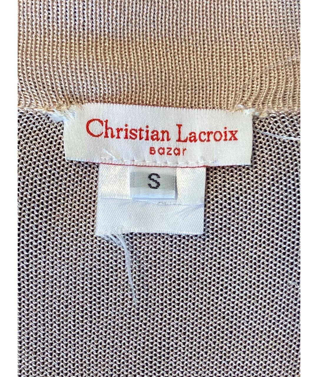 CHRISTIAN LACROIX Бежевый шелковый кардиган, фото 3
