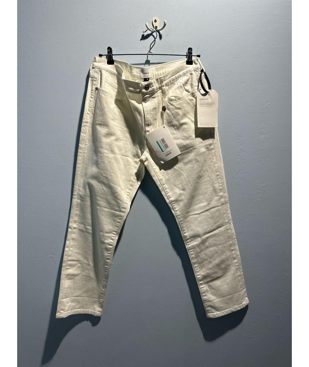CURRENT/ELLIOTT Белые хлопко-эластановые прямые джинсы, фото 5
