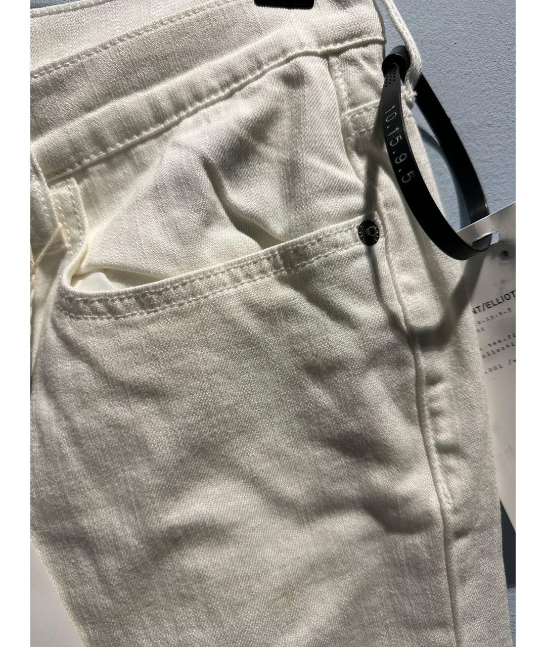 CURRENT/ELLIOTT Белые хлопко-эластановые прямые джинсы, фото 4