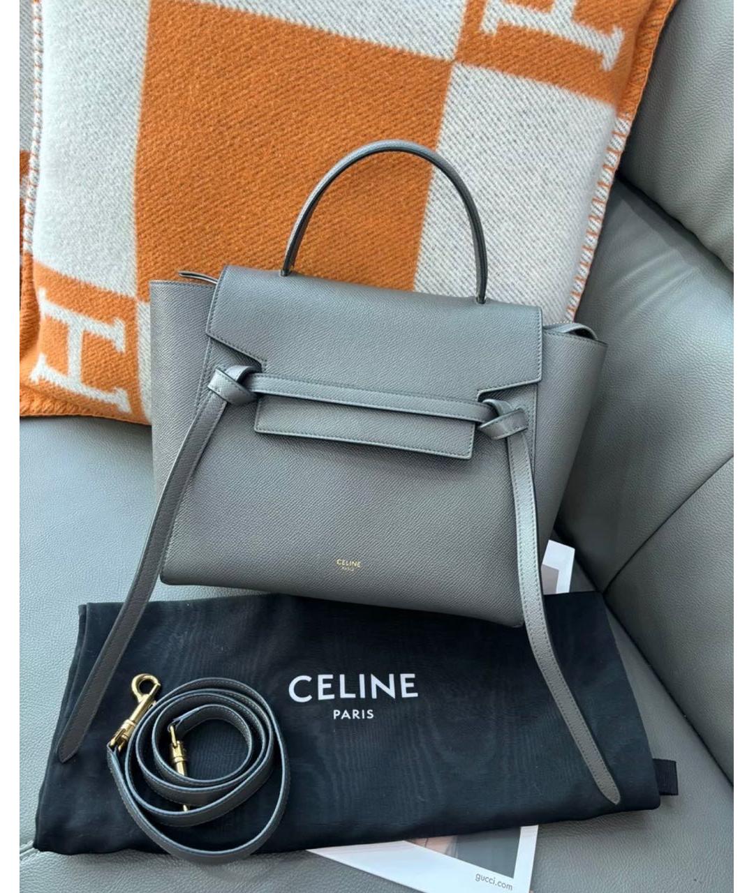 CELINE Серая кожаная сумка через плечо, фото 3