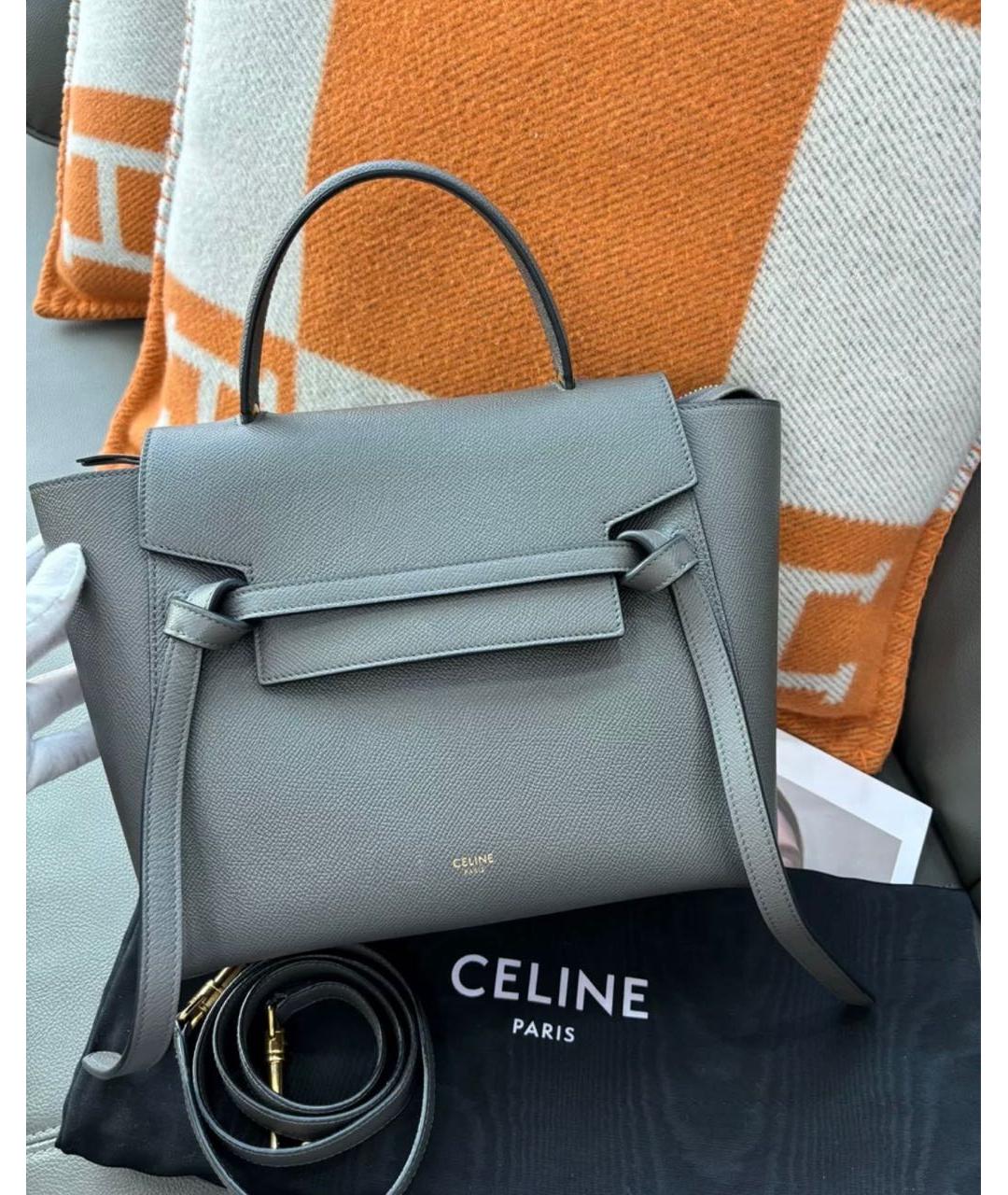 CELINE Серая кожаная сумка через плечо, фото 2