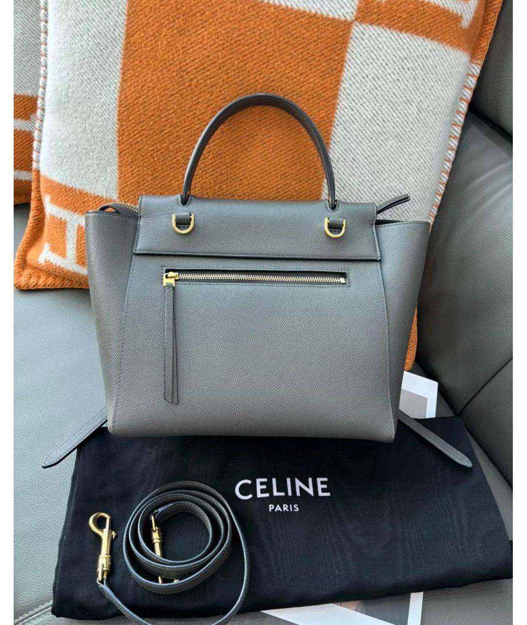 CELINE Серая кожаная сумка через плечо, фото 7