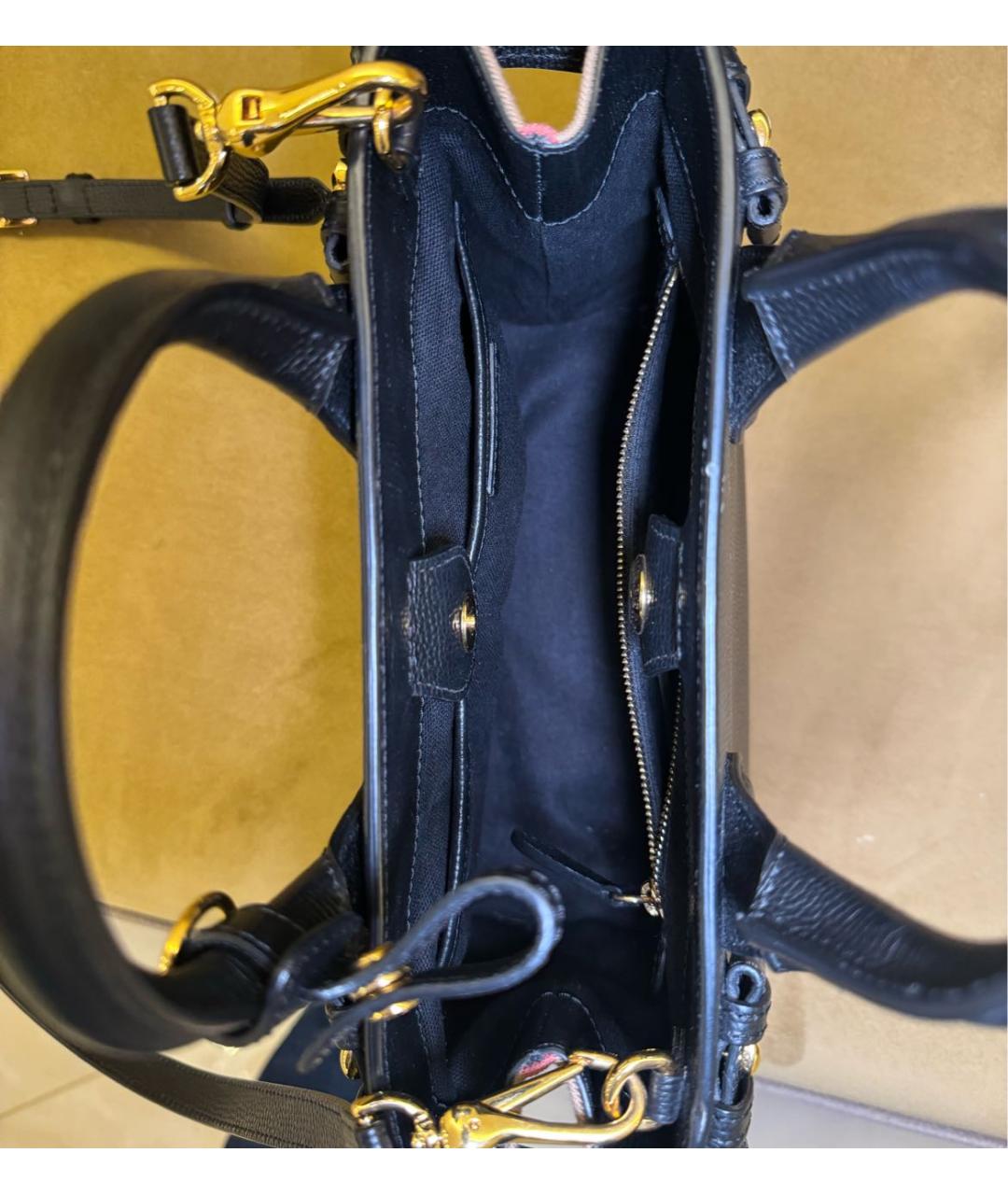 BURBERRY Черная кожаная сумка с короткими ручками, фото 5
