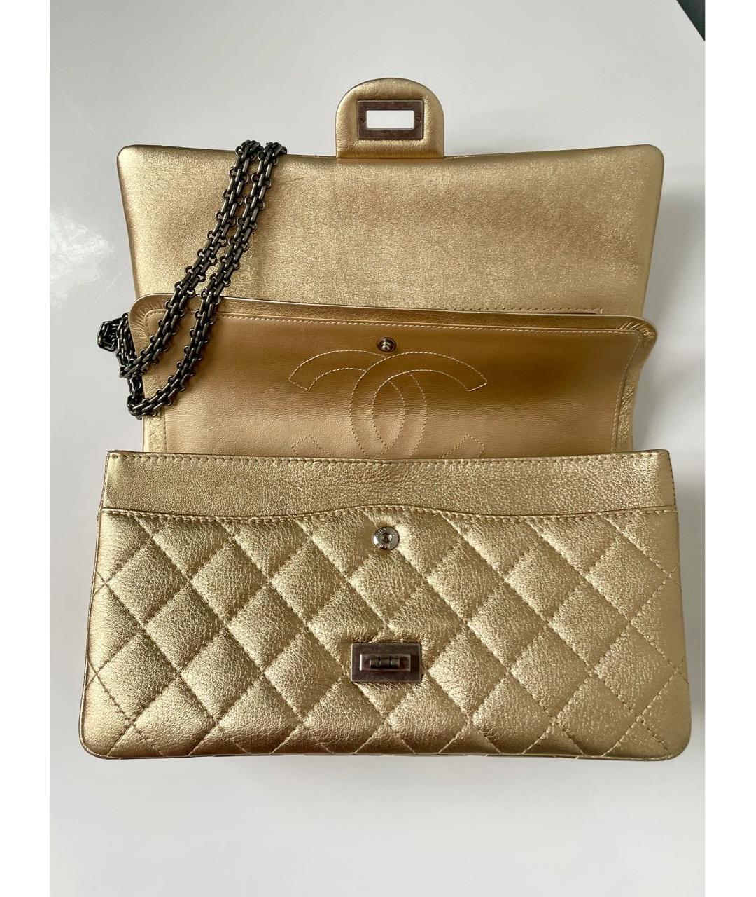 CHANEL PRE-OWNED Золотая кожаная сумка через плечо, фото 5