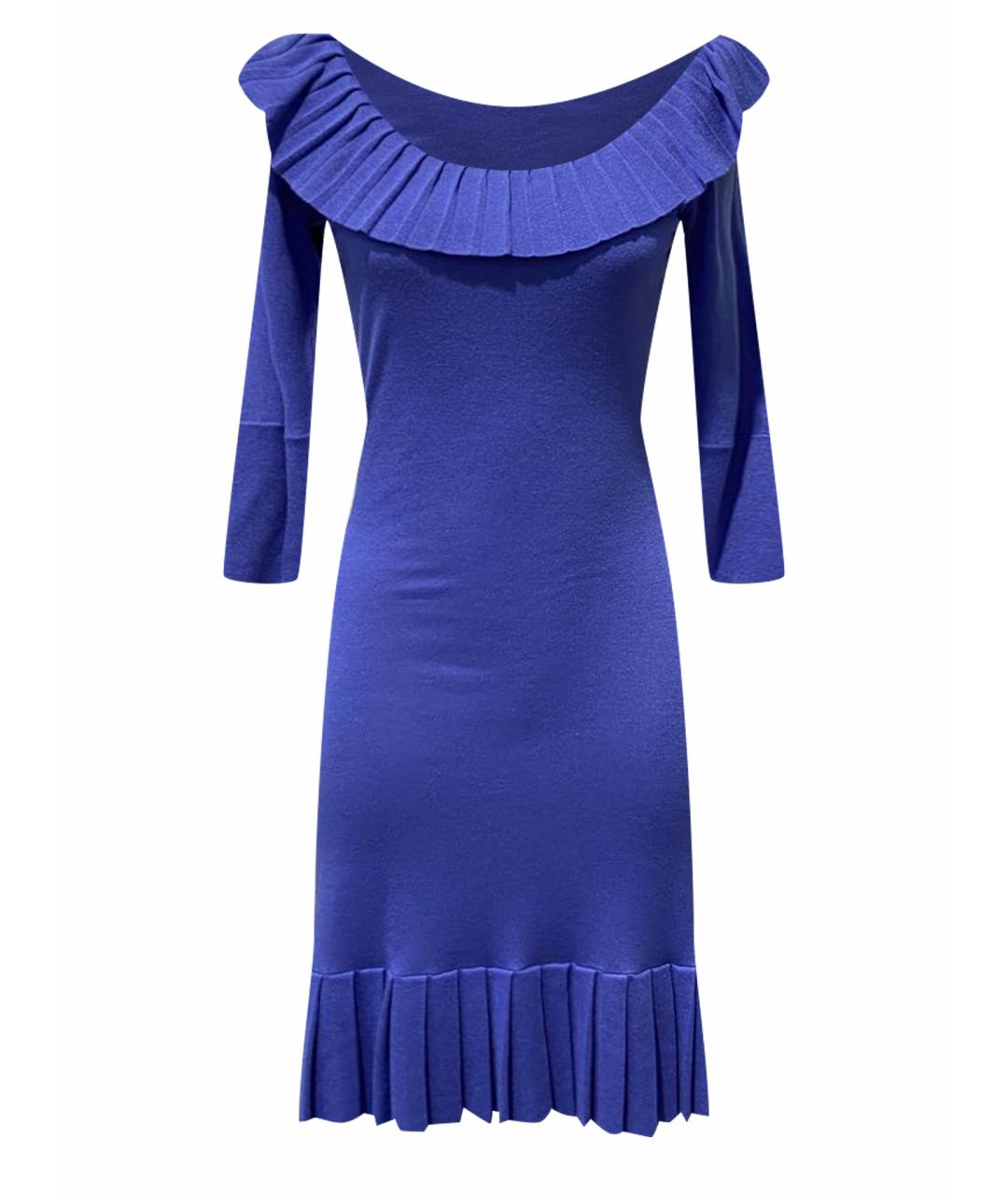 TEMPERLEY LONDON Синее шелковое повседневное платье, фото 1