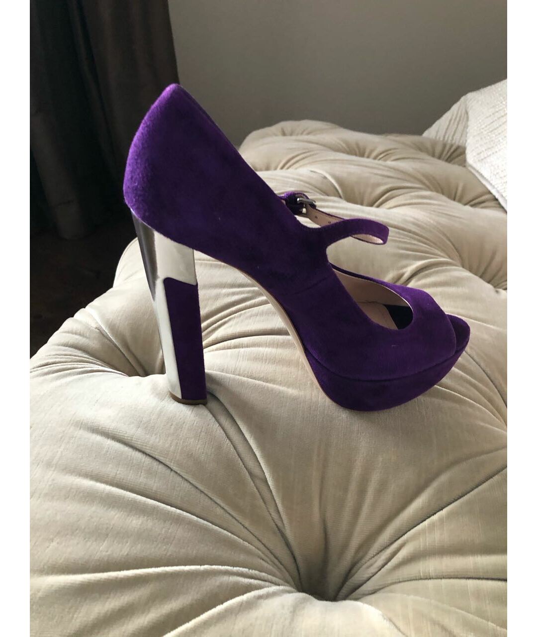 MIU MIU Фиолетовые замшевые туфли, фото 8
