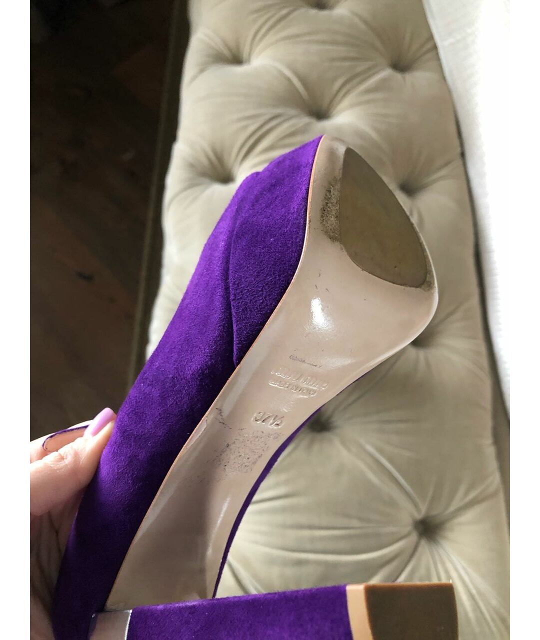 MIU MIU Фиолетовые замшевые туфли, фото 6