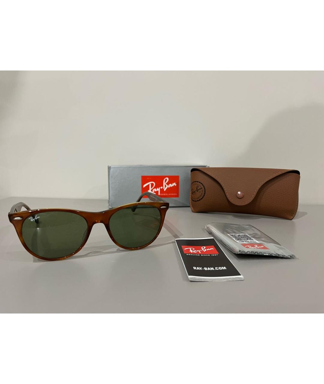RAY BAN Коричневые пластиковые солнцезащитные очки, фото 6