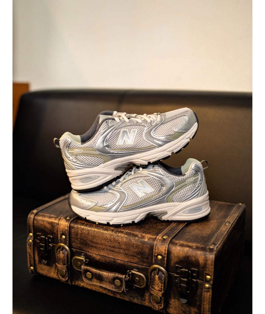 NEW BALANCE Серебряные текстильные кроссовки, фото 5