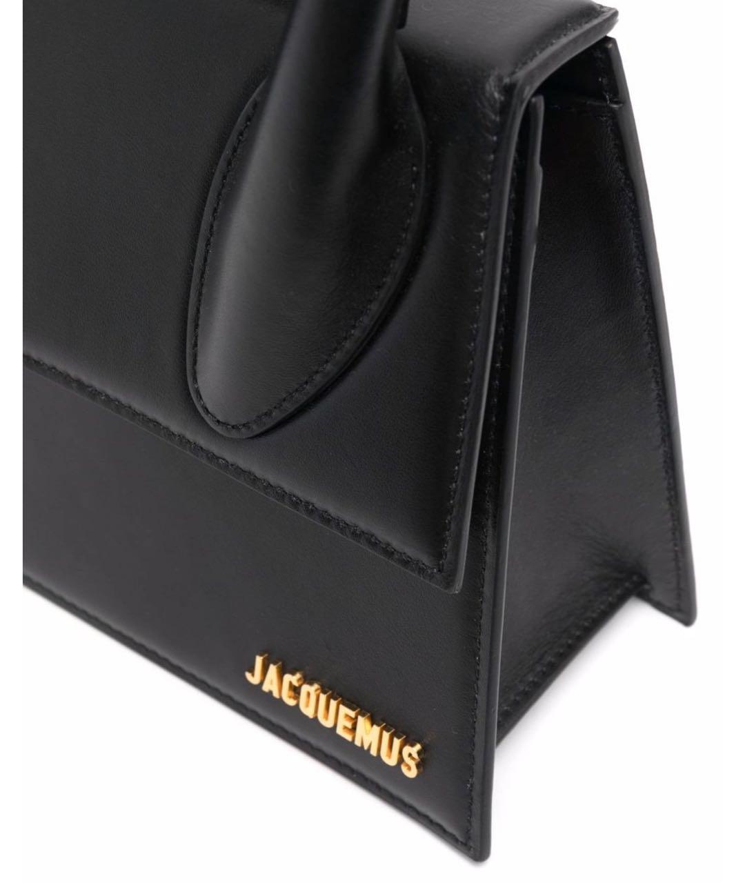 JACQUEMUS Черная кожаная сумка через плечо, фото 3