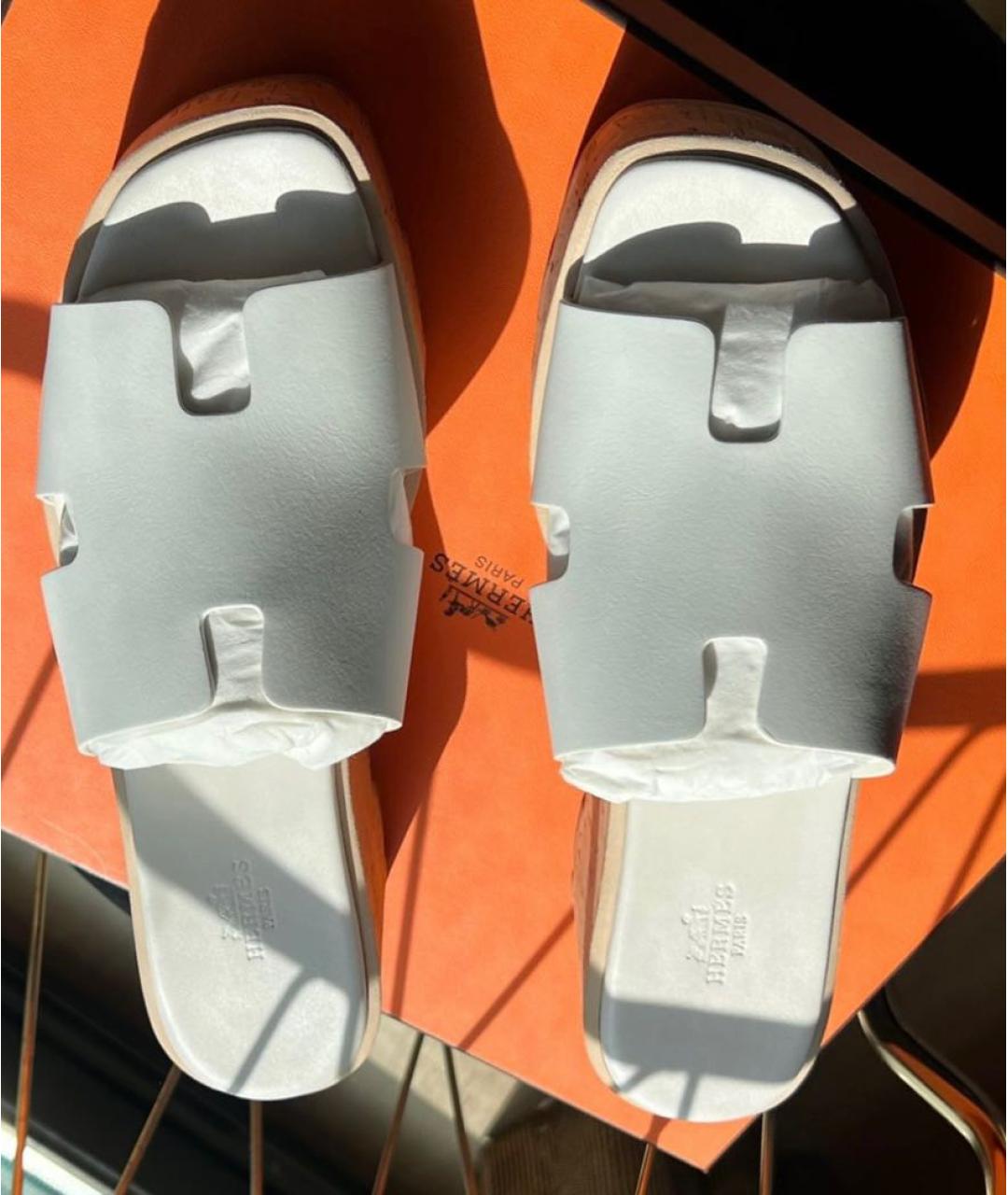 HERMES Белые кожаные сандалии, фото 3