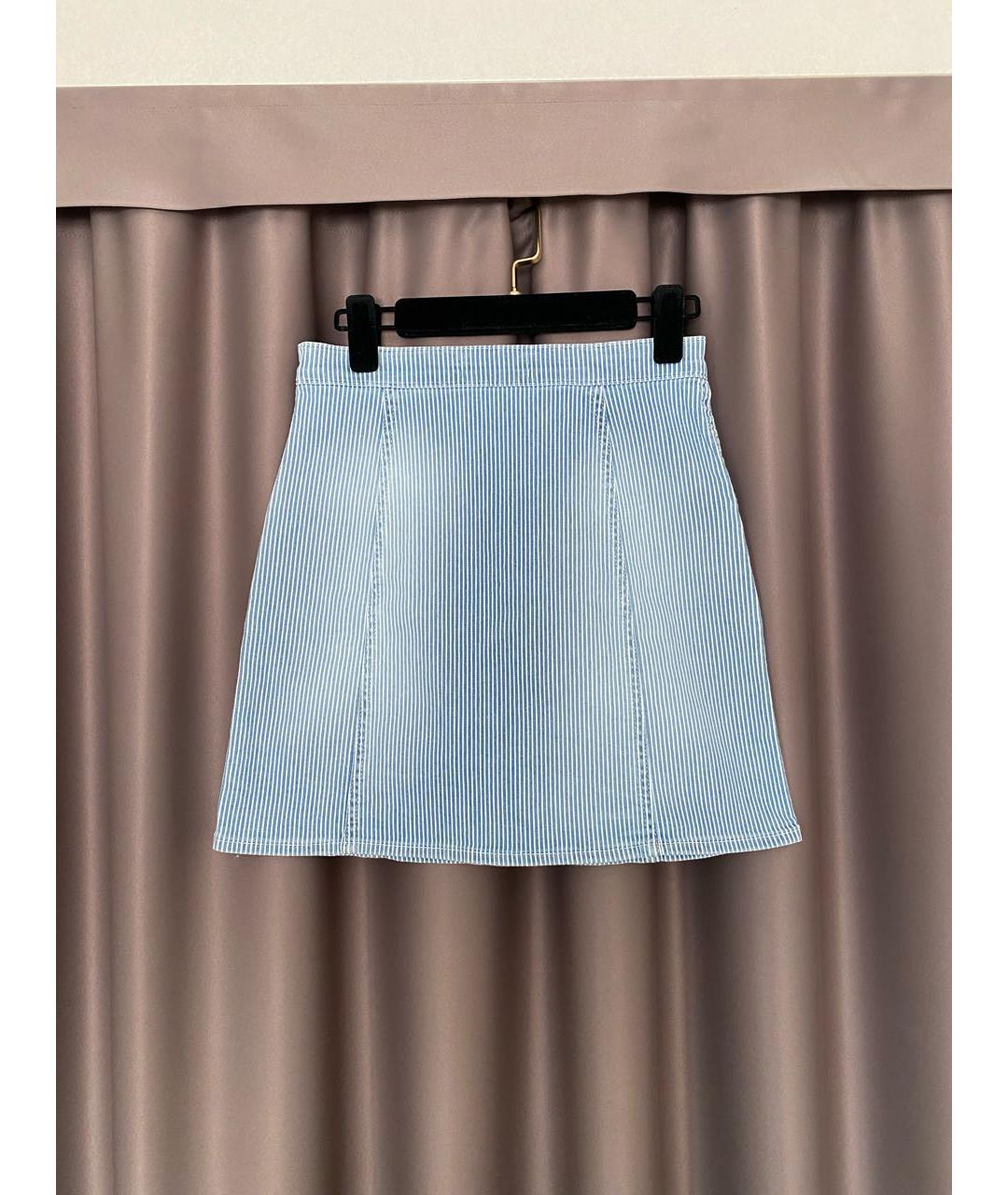 BA&SH Голубая хлопко-эластановая юбка мини, фото 6