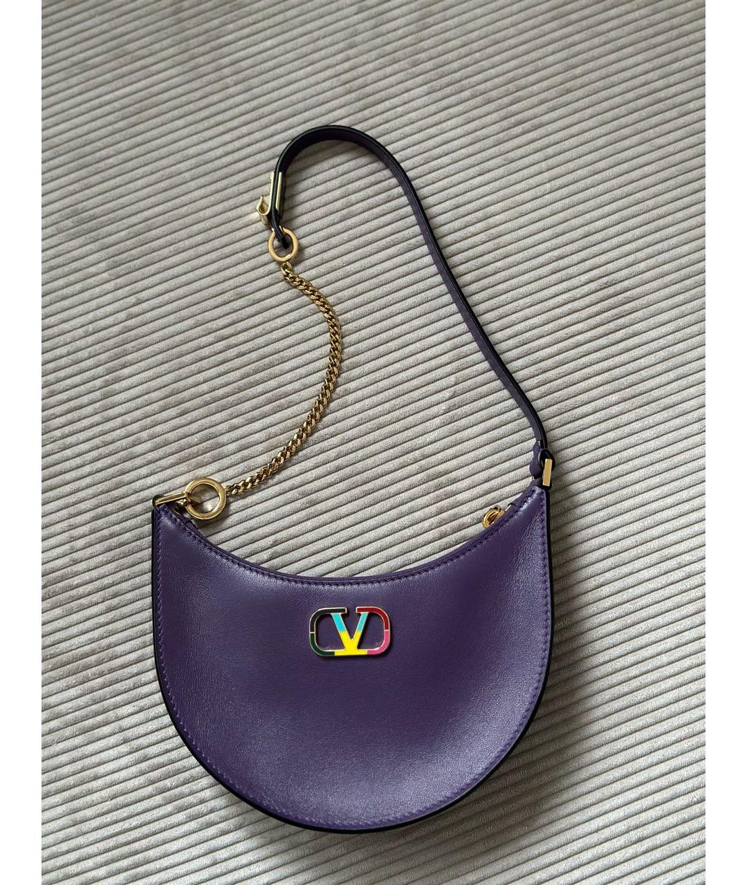 VALENTINO Фиолетовая кожаная сумка с короткими ручками, фото 2