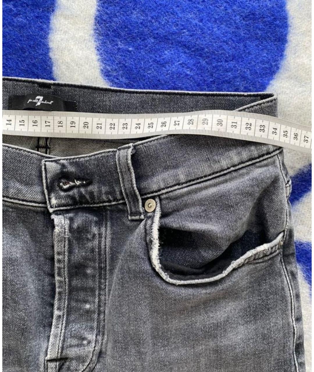 7 FOR ALL MANKIND Серые хлопко-эластановые джинсы слим, фото 4