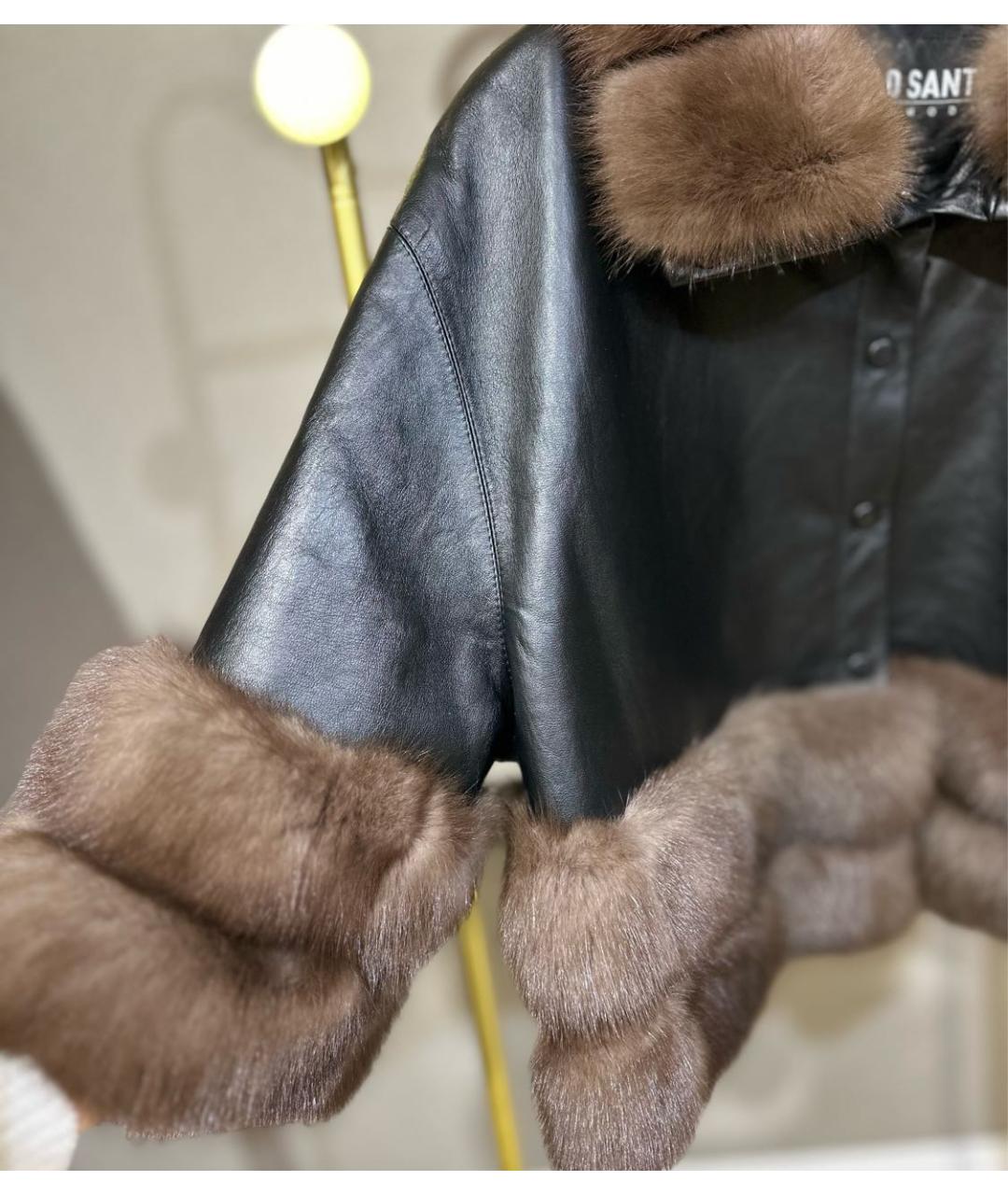 NELLO SANTI Черная кожаная куртка, фото 3