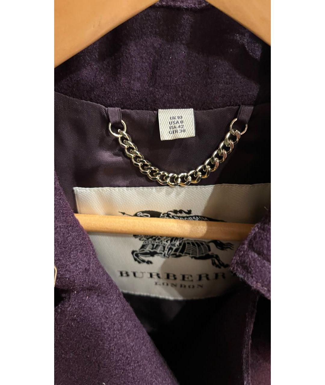 BURBERRY Фиолетовое замшевое пальто, фото 5