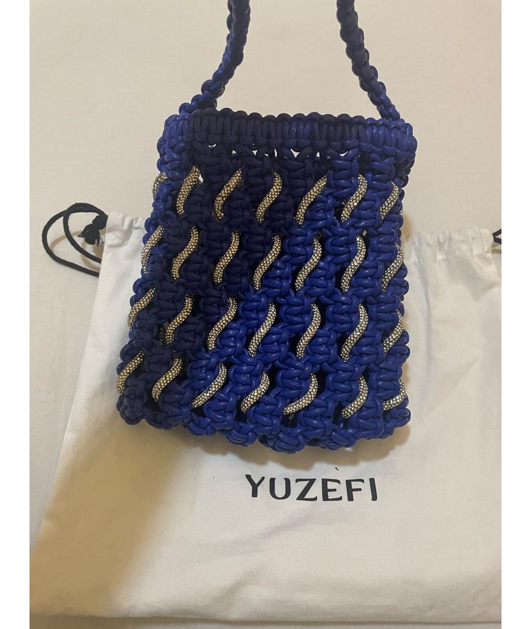 YUZEFI Синяя пелетеная сумка с короткими ручками, фото 3