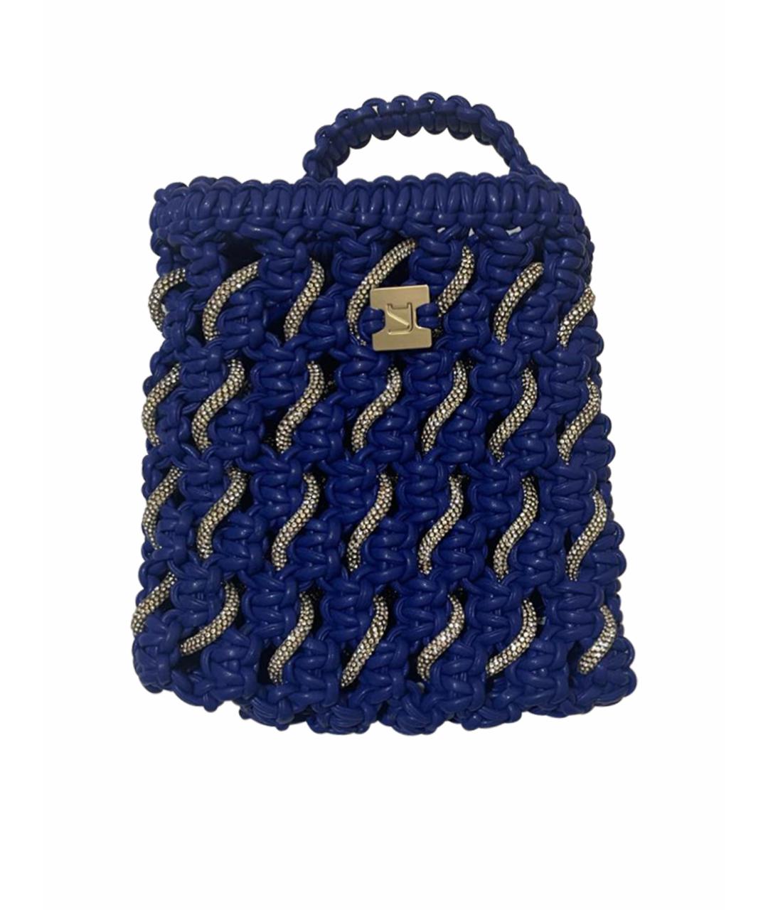 YUZEFI Синяя пелетеная сумка с короткими ручками, фото 1