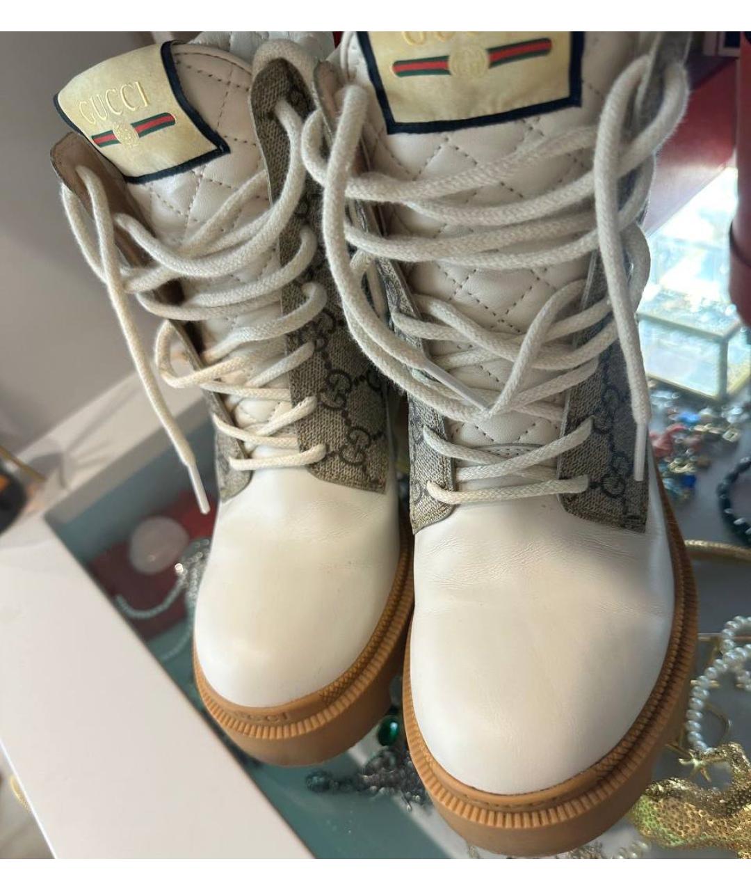 GUCCI Бежевые кожаные ботинки, фото 3