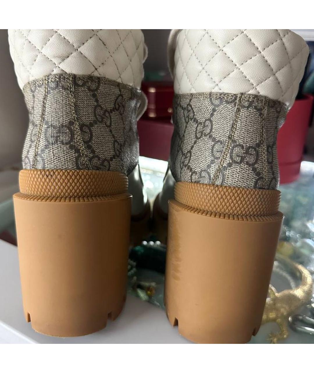 GUCCI Бежевые кожаные ботинки, фото 7