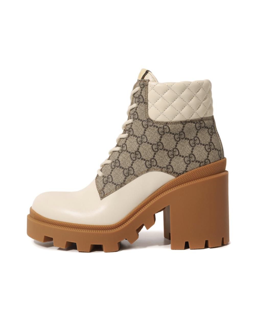 GUCCI Бежевые кожаные ботинки, фото 9