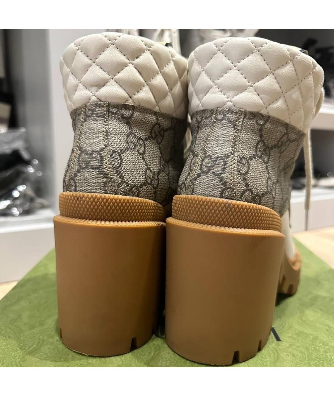 GUCCI Бежевые кожаные ботинки, фото 4