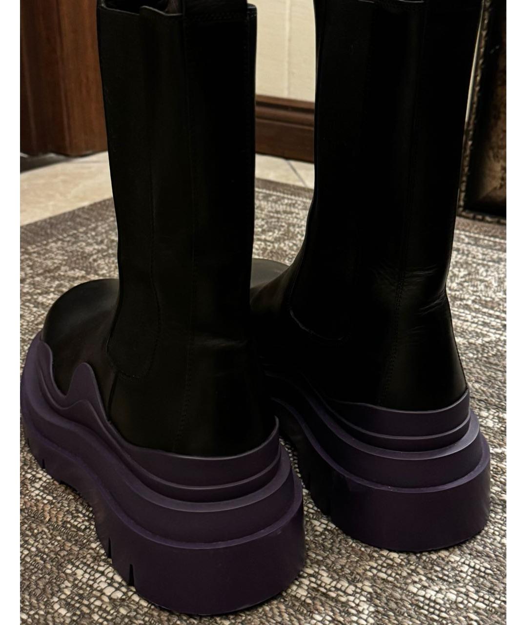 BOTTEGA VENETA Черные кожаные высокие ботинки, фото 4