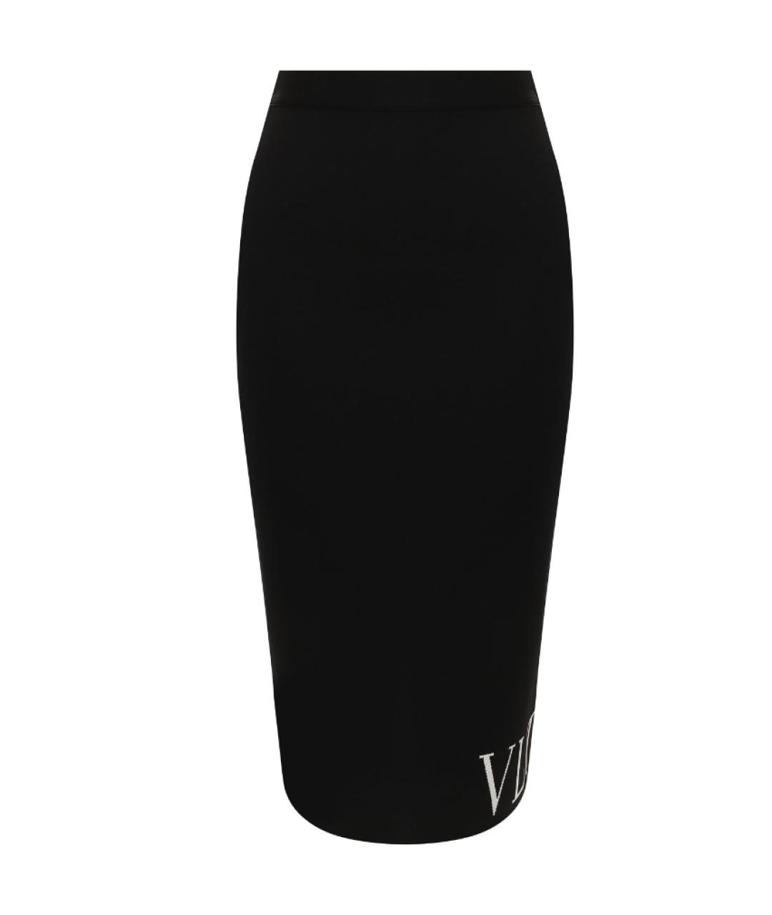 VALENTINO Черная вискозная юбка миди, фото 1
