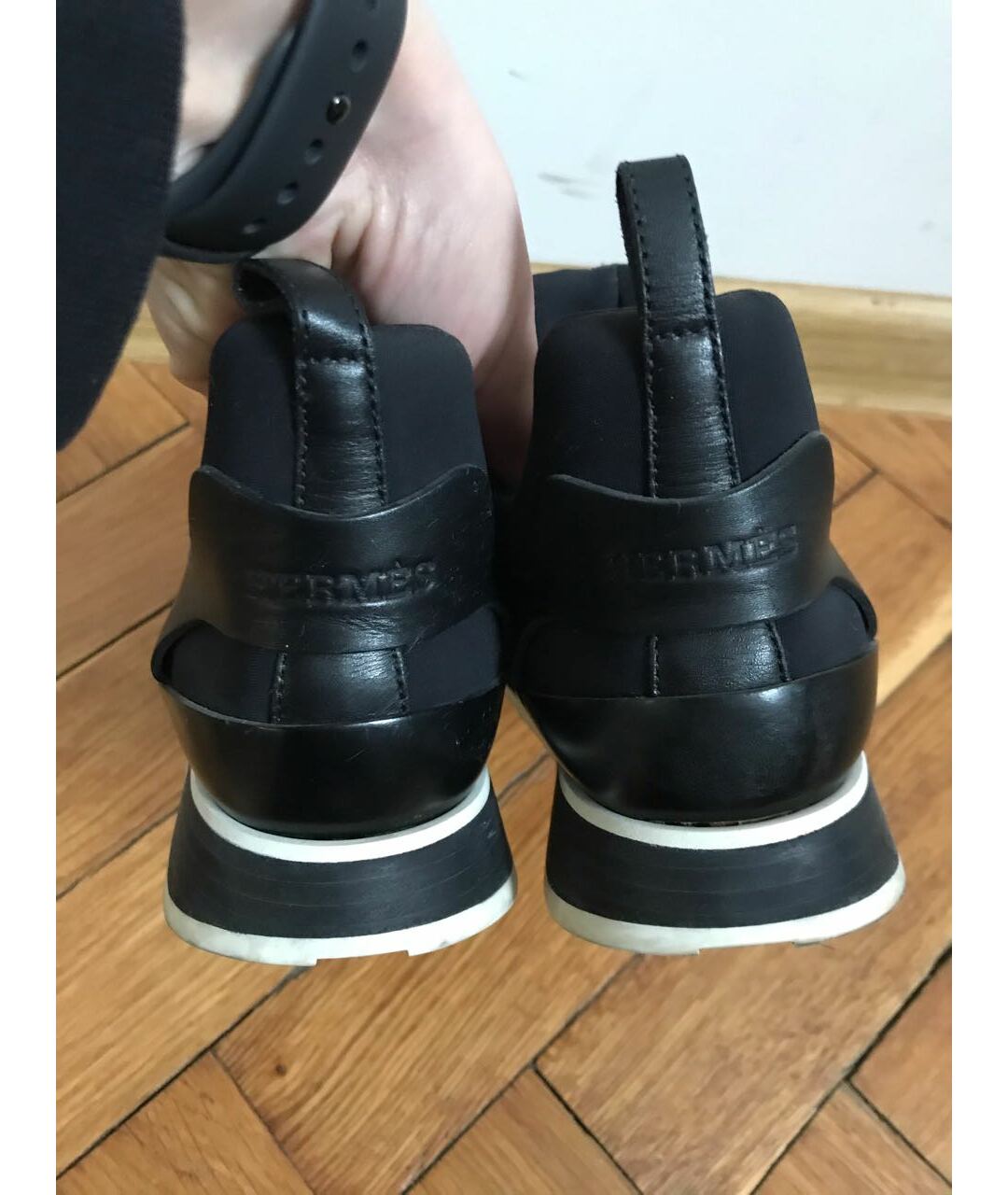 HERMES PRE-OWNED Черные текстильные кроссовки, фото 4