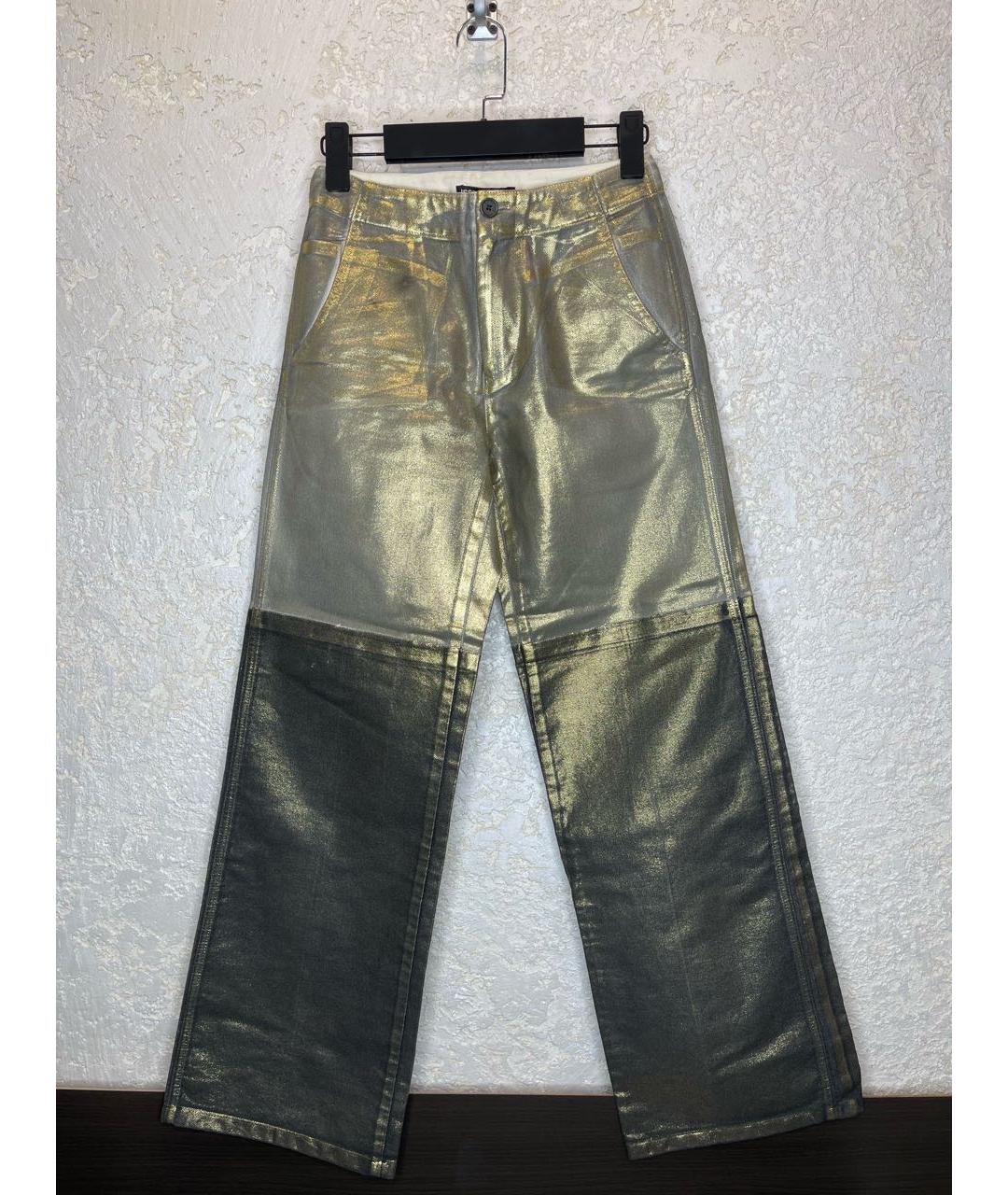 ISSEY MIYAKE Золотые хлопковые джинсы клеш, фото 9