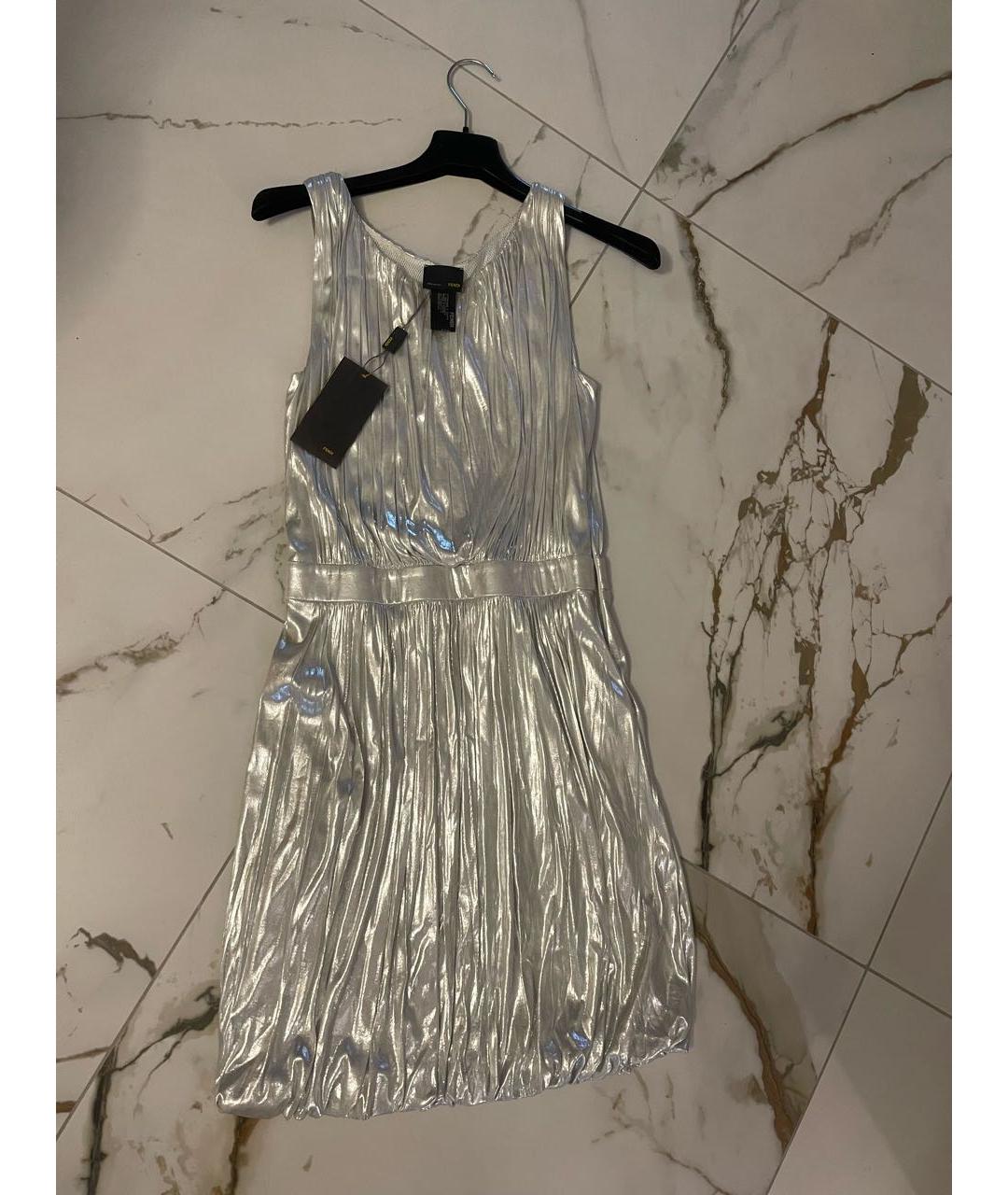 FENDI Серебряное коктейльное платье, фото 4