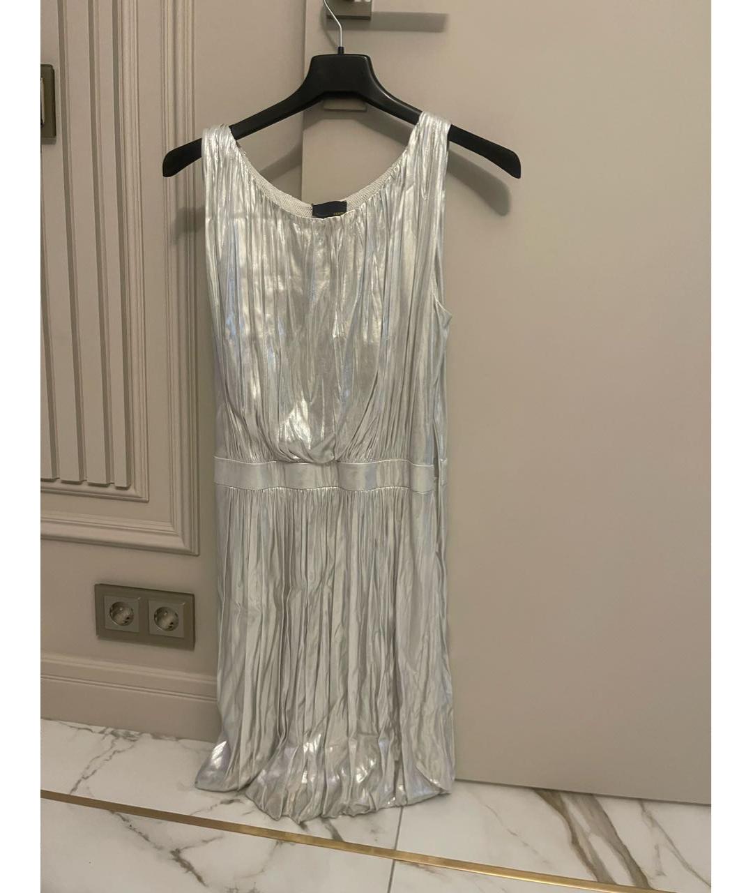 FENDI Серебряное коктейльное платье, фото 5