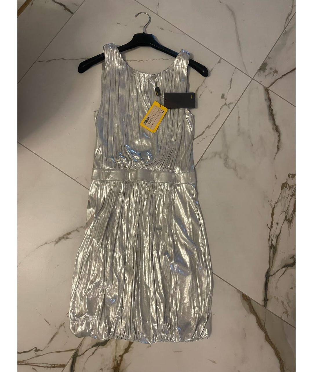 FENDI Серебряное коктейльное платье, фото 2